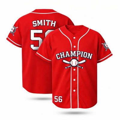 Unisex Solid Color Full Button Baseball Jersey 180GSM