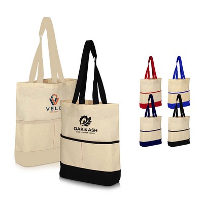 Lightweight Accent Color Two-Pocket Tote