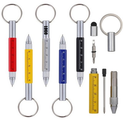 6" 1 Metal Multifunctional Keychain Tool Pen, Ruler, Screwdriver, Stylus