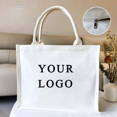 Burlap And Linen Patchwork Tote Bag With Cotton Rope Handle