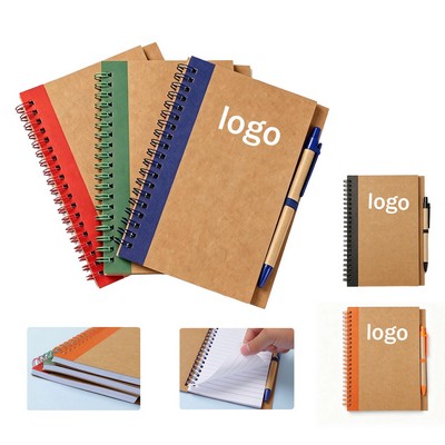 A5 Two Tone Kraft Spiral Journal & Pen