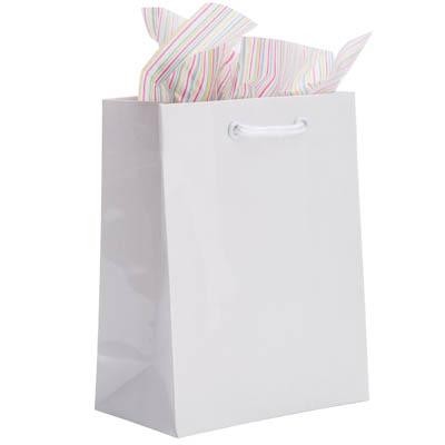 White Gloss Eurotote Bag (6"x3"x 8")