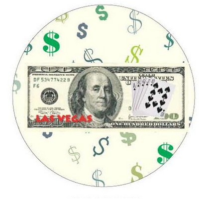 Las Vegas Royal Flush $100 Bill Round Metal Photo Magnet (2 1/2" Diameter)