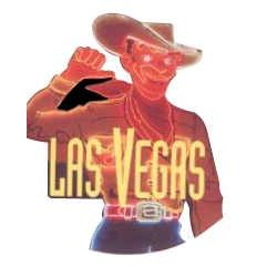 Vegas Vic Neon Cowboy Promotional Magnet w/ Strip Magnet (2 Square Inch)