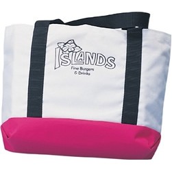 USA Made 10 Oz. Natural Canvas Everyday Tote Bag w/Accent Color Bottom