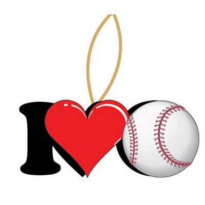 I Love Baseball Ornament w/ Mirrored Back (8 Square Inch)