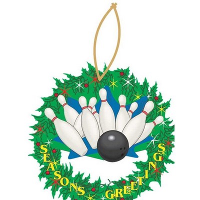 Bowling Strike Promotional Wreath Ornament w/ Black Back (12 Square Inch)