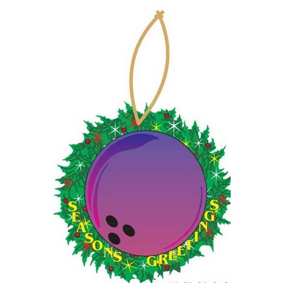 Purple Bowling Ball Promotional Wreath Ornament w/ Black Back (8 Square Inch)