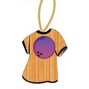 Purple Bowling Ball Promotional T-Shirt Ornament w/ Black Back (4 Square Inch)