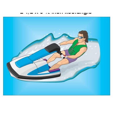 Jet Ski Rectangle Badge w/ Bar Pin (2 1/2"x3 1/2")