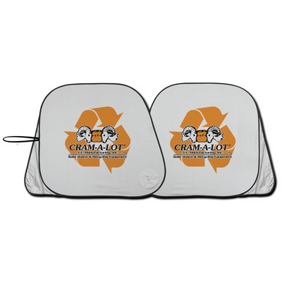 Prest-O-Shade Collapsible Fabric Sunshade registered brand dual panel pivot system Patented