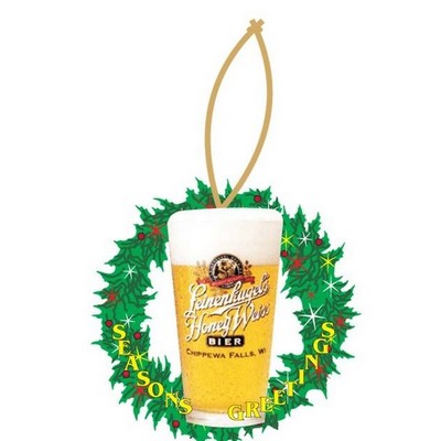 Beer Glass Executive Wreath Ornament w/ Mirrored Back (4 Square Inch)