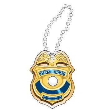 Police Badge Promotional Key Chain w/ Black Back (2 Square Inch)