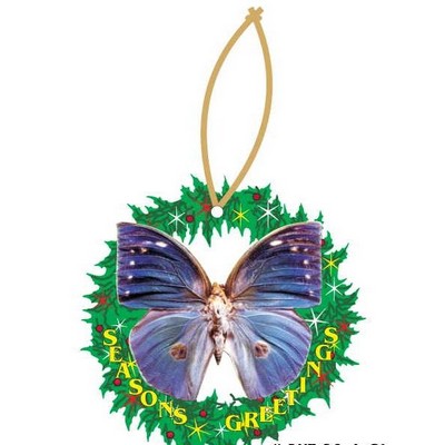 Blue Butterfly Promotional Wreath Ornament w/ Black Back (4 Square Inch)