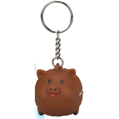 Rubber Football Pig Key Chain