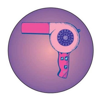 Hair Dryer Round Badge w/ Bar Pin (2 1/2")