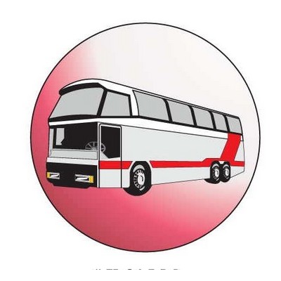 Commercial Bus Round Badge w/ Bar Pin (2 1/2" Diameter)