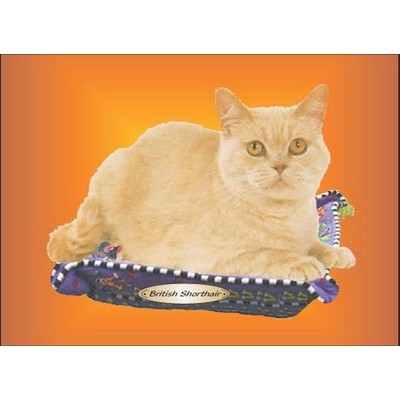 British Shorthair Cat Rectangle Badge w/ Bar Pin (2 1/2"x3 1/2")