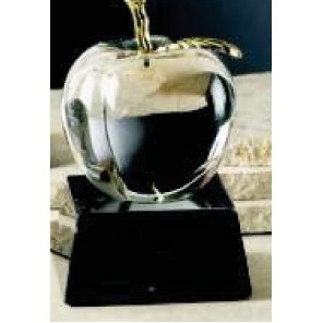 Glass Georgia Peach Award w/Vertical Brass Leaf