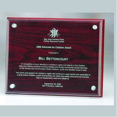Rosewood Plaque Award w/Glass Front (8"x 6"x 1")