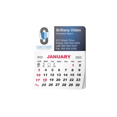 1-Month Adhesive Mini Calendar Pad w/Rounded Corners