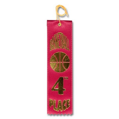 2"x8" 4th Place Stock Basketball Carded Event Ribbon