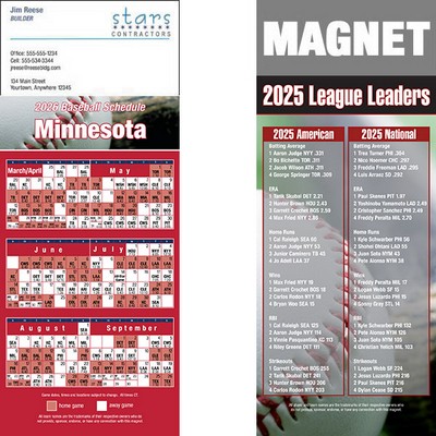 Minnesota Pro Baseball Schedule Magnet (3 1/2"x8 1/2")