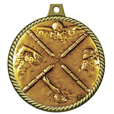 Stock Medal w/ Rope Border (Swimming Male) 2 1/4"