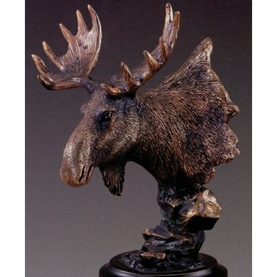 Brown Moose Head Trophy on Round Base (5"x8")