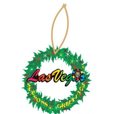 Las Vegas w/ Poker Chip Wreath Ornament w/ Clear Mirrored Back (3 Square Inch)