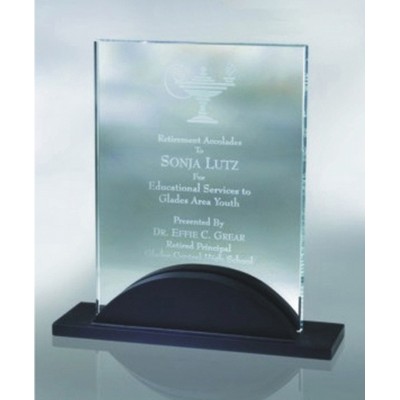Jade Glass Artistic Award w/Curved Base (6"x8")