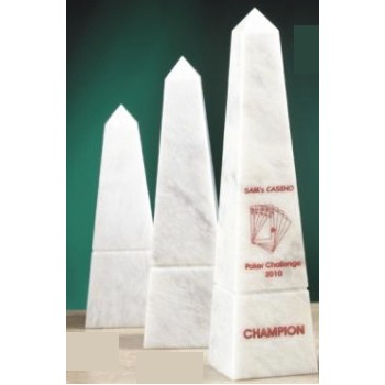 10" Natural White Genuine Marble Obelisk Award
