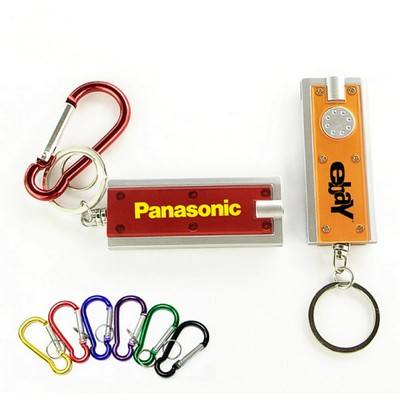 Slim Rectangular Flash Light w/Swivel Key Chain & Carabiner