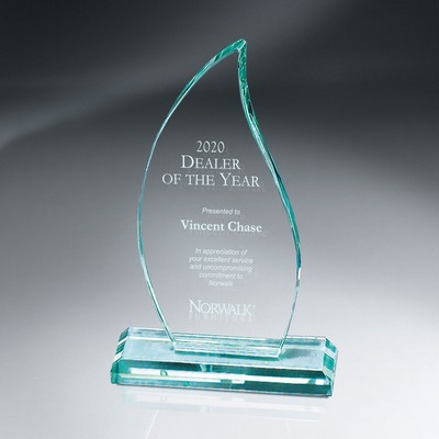 Premium Jade Glass Flame on Base (Medium)