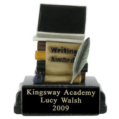4 ¾" Writing Award Scholastic Trophy w/Black Plate