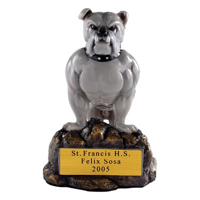 Bulldog Mascot Trophy w/Engraving Plate