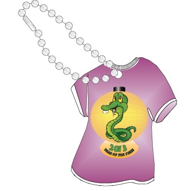 Chinese New Year T Shirt Promotional Key Chain w/ Black Back (3 Square Inch)