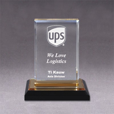 Acrylic Beveled Impress Award-Gold-5"x6"
