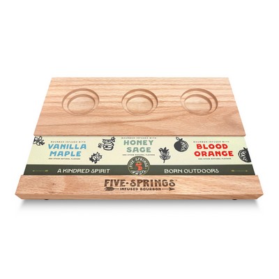 Solid Oak Beverage Flight Board w/Interchangeable Plate For Beverage Description (1.5" & 2" Routs)