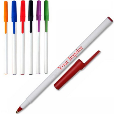 Stick Ballpoint Pen with Removable Cap