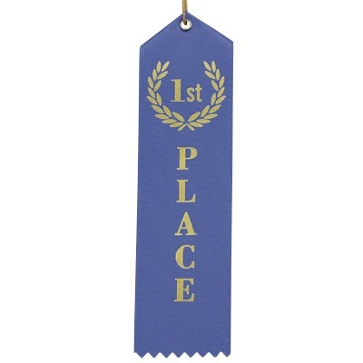 Red Satin 2nd Place Ribbon Award w/Gold Cord