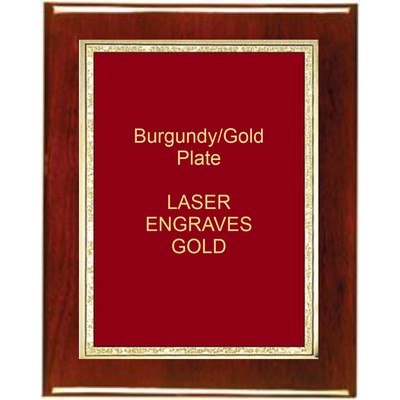 Rosewood 8" x 10" Piano Finish Plaque - With 6" x 8" Red/Gold Florentine Plate