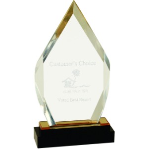 Fusion Diamond Acrylic Award with Crystal Base, Gold, 9"H
