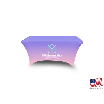 4' Premium PolyKnit™ Fitted Stretch Style Table Cover w/Full Dye Sub Logo (48"x28"x29")
