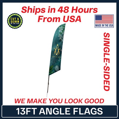 13' Angle Flag - Single Sided w/Spike Base - Made in the USA
