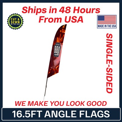 16.5' Angle Flag - Single Sided w/Spike Base - Made in the USA