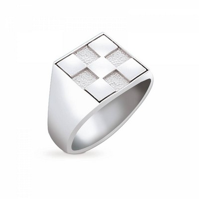 Sterling Silver Stock Square Men's Ring