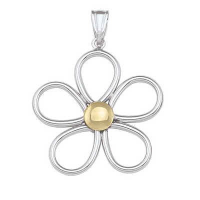 10K Flower Fashion Pendant - White Gold
