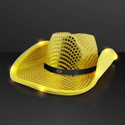 Shiny Gold Cowboy Hat with Black Band - PRINTED