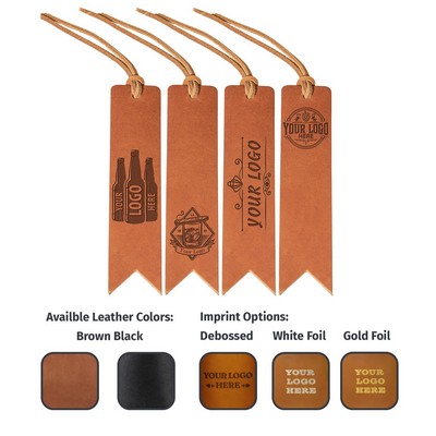 Full-Grain Leather Bookmark w/Lace Topper- Brown